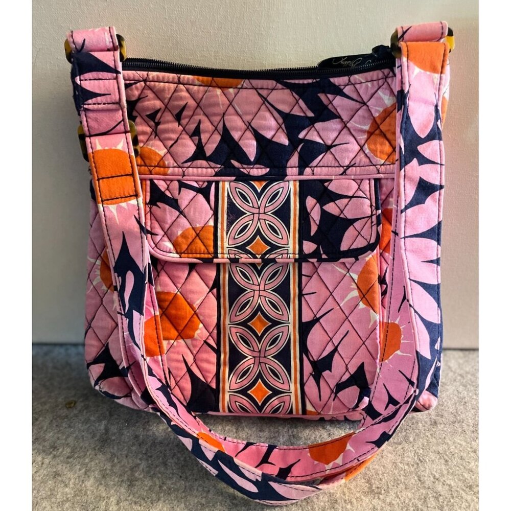 Vera Bradley Pink and Blue and Orange Cross Over Bag , Like New  11 x 11 #1949